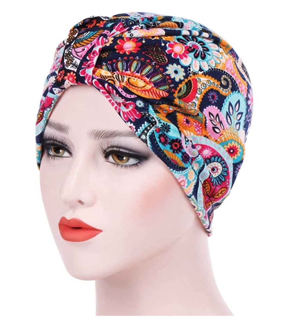 Skullies & Beanies Women Flower Elastic Turban Beanie Wrap Chemo Cap Hat - Grey - CW182M8RWX9