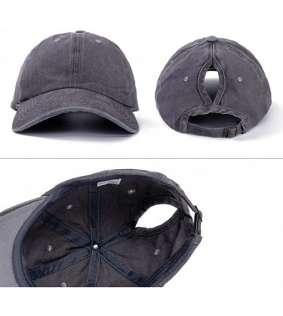 Baseball Caps Ponytail Baseball Glitter Ponycaps Adjustable - Washed-black/Grey - CT18QXDDYDD