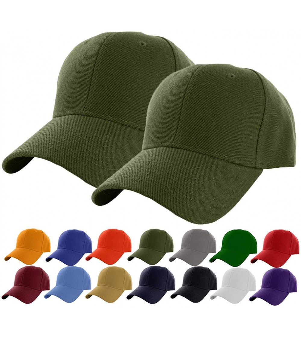 Baseball Caps Set of 2 Plain Adjustable Baseball Cap Classic Adjustable Hat Men Women Unisex Ballcap 6 Panels - Olive-2pack -...