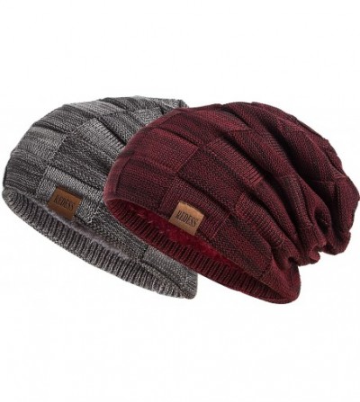 Skullies & Beanies Beanie Hat for Men and Women Winter Warm Hats Knit Slouchy Thick Skull Cap - 2 Packs Dark Grey & Maroon - ...