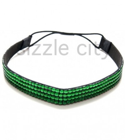 Headbands Custom Color Bling Shimmering Rhinestone Elastic Stretch Headbands - Thick Green - CY11JAWYW6D