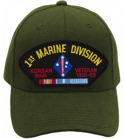 Baseball Caps 1st Marine Division - Korean War Veteran Hat/Ballcap Adjustable One Size Fits Most - Olive Green - C118OT7ODT0
