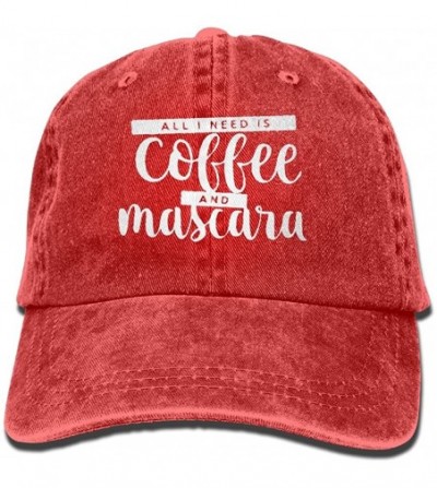 Baseball Caps All I Need is Coffee and Mascara Unisex Denim Jeanet Baseball Cap Adjustable Hunting Cap for Men Or Women - Red...