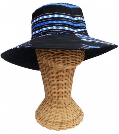 Skullies & Beanies Large Rimmed American South Sunhat African Dashiki Printed Hat - Black Dark Blue - C318KQ2OT4D