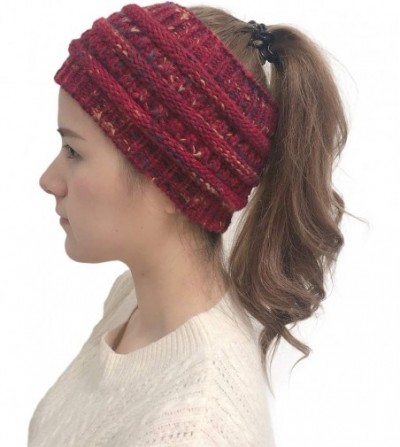 Skullies & Beanies Womens Beanie Hats - Women Winter Warm Hat Stretchy Knitted Headwear Soft Horsetail Messy Hats - Burgundy ...
