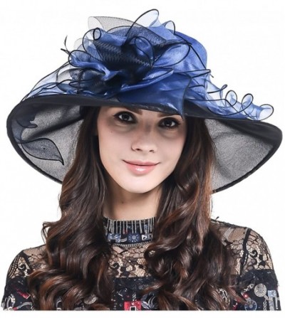 Sun Hats Women's Kentucky Derby Dress Tea Party Church Wedding Hat S609-A - S603-navy - CC18CL6UARW