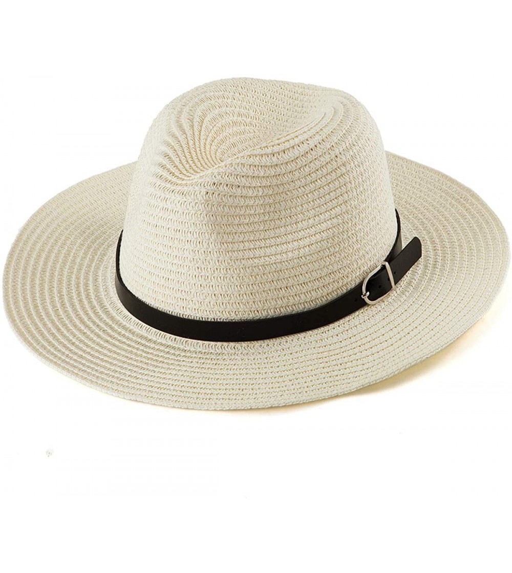 Fedoras Belt Fedora Hats for Women - Men Straw or Felt Hat Wide Brim Hat Women Sun Hat - CK18SHLD27K