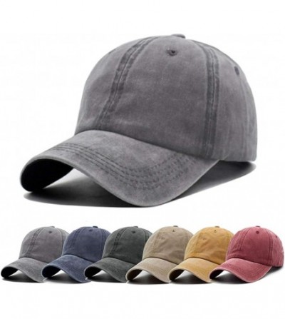 Baseball Caps Men Women Baseball Cap Vintage Cotton Washed Distressed Hats Twill Plain Adjustable Dad-Hat - Grey/3 - CH194QWTKXI