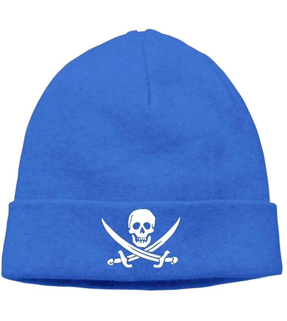 Skullies & Beanies Mens&Womens Pirate Flag Skull Outdoor Daily Beanie Hat Skull Cap Black - Royalblue - CO187R7R6W0