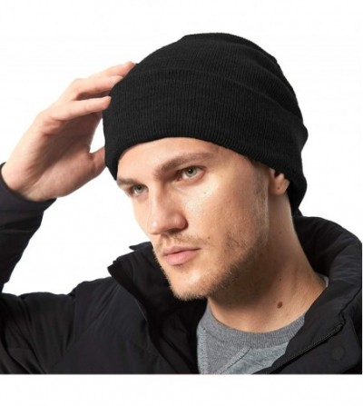 Skullies & Beanies Beanie Hat Warm Soft Winter Ski Knit Skull Cap for Men Women - Tc1kcbk- Black - CG18L8IIDZS