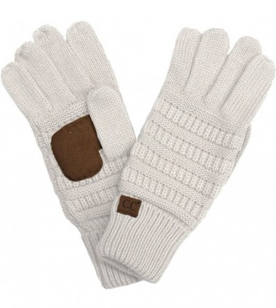 Skullies & Beanies 3pc Set Trendy Warm Chunky Soft Stretch Cable Knit Beanie Scarves Gloves Set - Ivory - CV187GO692K