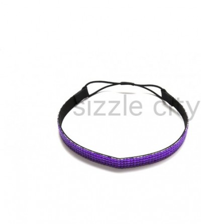 Headbands Custom Color Bling Shimmering Rhinestone Elastic Stretch Headbands - Thick Purple - C311JAWYVZF