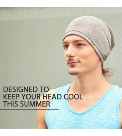 Skullies & Beanies Mens Light Weight Summer Beanie - Womens Breathable Slouchy Baggy Knit Hat - Beige - CN18RLT0IXQ