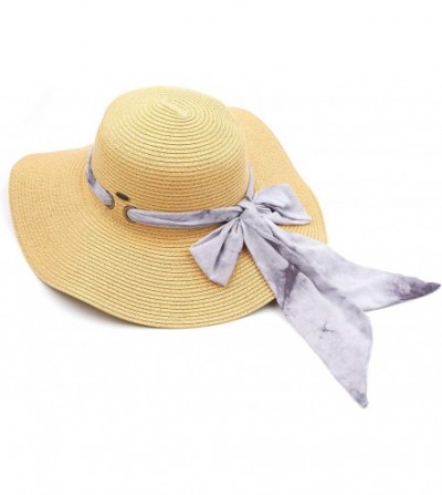 Sun Hats Pull Through Sash Scarf Eyelets Straw Hat Floppy Foldable Roll up Beach Travel Sun Hat (ST-2026-3017-20) - CO194RU2305