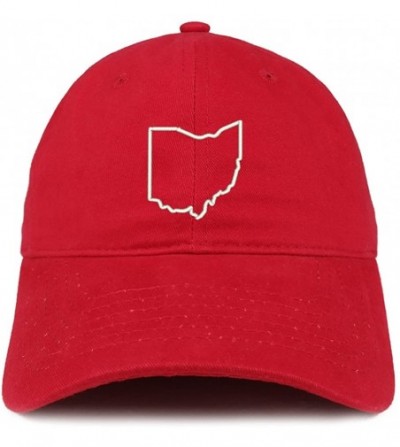 Baseball Caps Ohio State Outline State Embroidered Cotton Dad Hat - Red - C018G5YY36Y