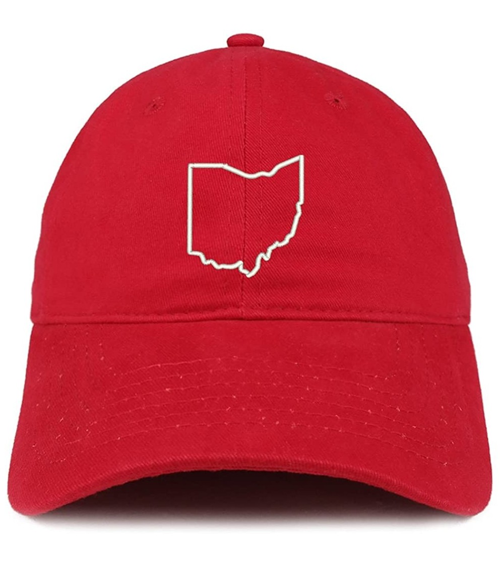 Baseball Caps Ohio State Outline State Embroidered Cotton Dad Hat - Red - C018G5YY36Y