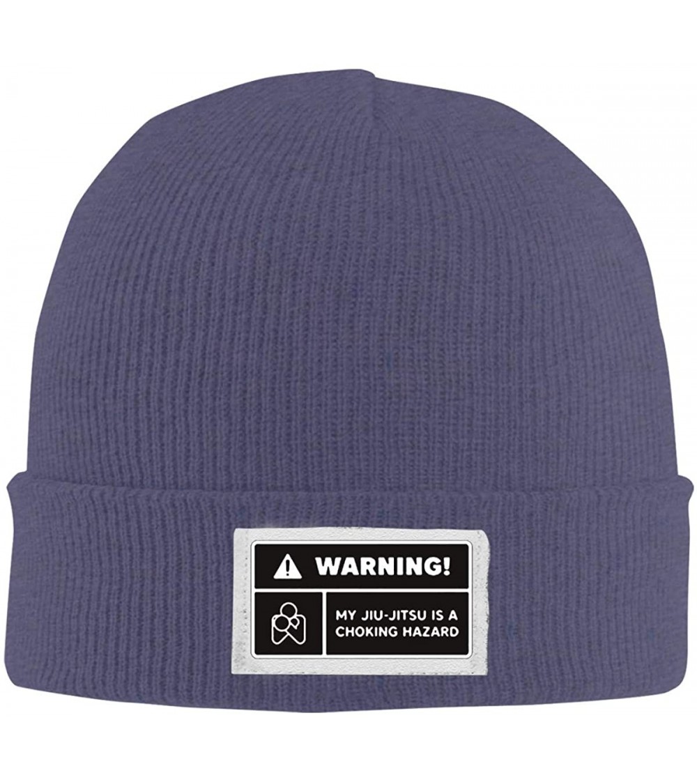 Skullies & Beanies Unisex Warning Choking Label BJJ Stretch Skull Cap Casual Warm Winter Hats - Navy - CR18I9H26SY
