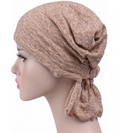 Skullies & Beanies Chemo Cancer Head Scarf Hat Cap Ethnic Cloth Print Turban Headwear Women Women's Ruffle Beanie Scarf - C11...