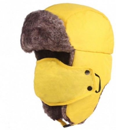 Cold Weather Headbands Outdoor Winter Trooper Trapper Hat Russian Style Windproof Mask for Men and Women - Yellow - CS189L7Z8CL