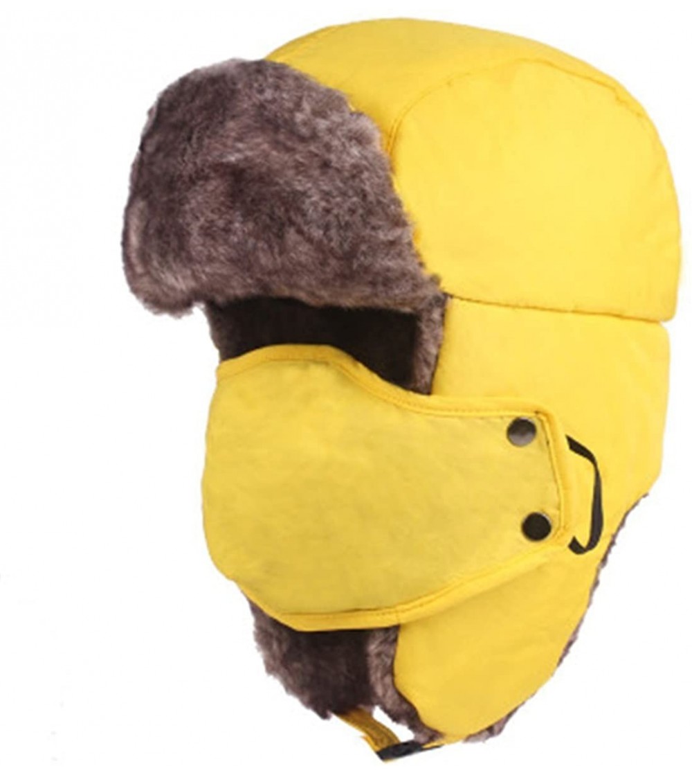 Cold Weather Headbands Outdoor Winter Trooper Trapper Hat Russian Style Windproof Mask for Men and Women - Yellow - CS189L7Z8CL