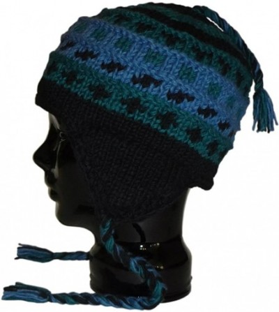 Skullies & Beanies Wool Knit Ear Flap Beanie Hat Unisex Mens Womens - Black Turquoise Light Purple - C411B42YP6P