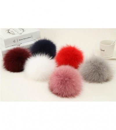 Skullies & Beanies Winter Knit Hat Kids Real Fur Pom Pom Warm Beanie Hat - White (Real Fox Fur) - CQ18Y2C2E5U