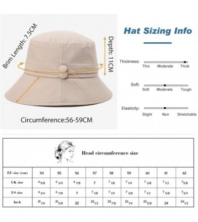 Bucket Hats Packable Sun Bucket Hats for Women with String Beach SPF Protection Bonnie Gardening 55-59cm - Khaki_89024 - CC18...