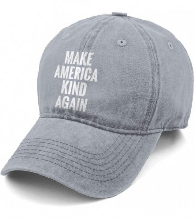 Skullies & Beanies Make America Kind Again Classic Vintage Jeans Baseball Cap Adjustable Dad Hat for Women and Men - Gray - C...