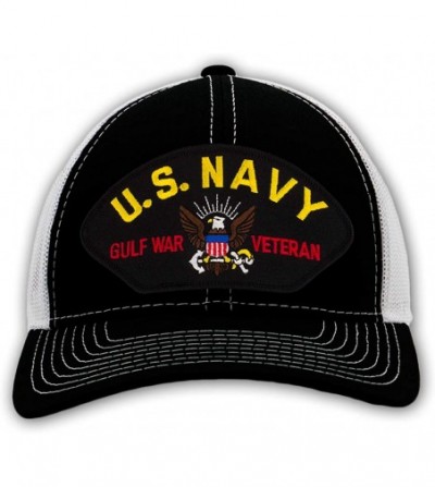 Baseball Caps US Navy- Gulf War Veteran Hat/Ballcap (Black) Adjustable One Size Fits Most - Mesh-back Black & White - CK18ORU...