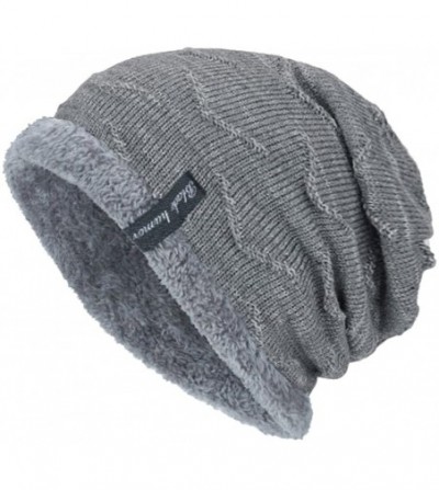 Skullies & Beanies Fashion Hat-Unisex Winter Knit Wool Warm Hat Thick Soft Stretch Slouchy Beanie Skully Cap - Gray - CD188IW...