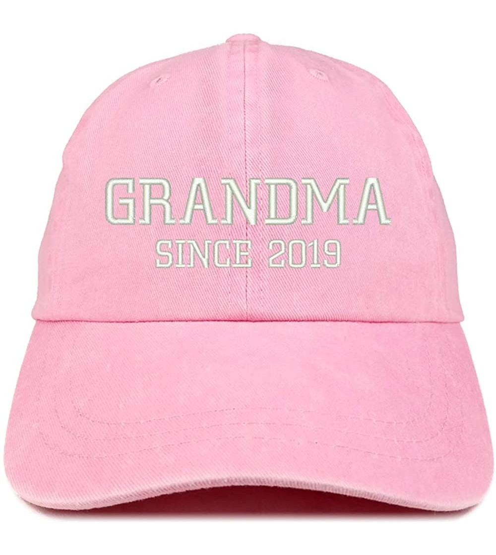 Baseball Caps Grandma Since 2019 Embroidered Washed Pigment Dyed Cap - Pink - CF180OWWI7Z