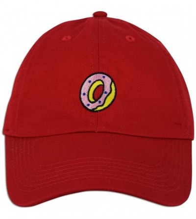 Baseball Caps Donut Hat Dad Embroidered Cap Polo Style Baseball Curved Unstructured Bill - Red - CO182OSSGQO