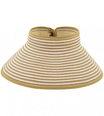 Sun Hats Sun Visors for Womens Summer Straw Visor Hat Wide Brim Beach Sun Hat Bowknot Straw Hats - D Natural Stripe - CL198S0...