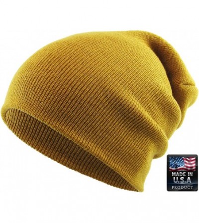 Skullies & Beanies Thick and Warm Mens Daily Cuffed Beanie OR Slouchy Made in USA for USA Knit HAT Cap Womens Kids - CB12717WUA3
