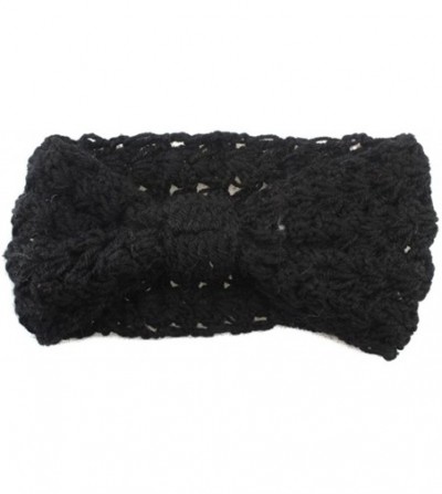 Headbands Retro Bohemian Beads Cable Knitted Winter Turban Ear Warmer Headband - Black Hollow - CF189T3A7T7