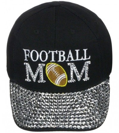 Baseball Caps Women's 100% Cotton Sports Mom Bling Baseball Cap with Crystal Brim - Football Mom - CI1860426SR