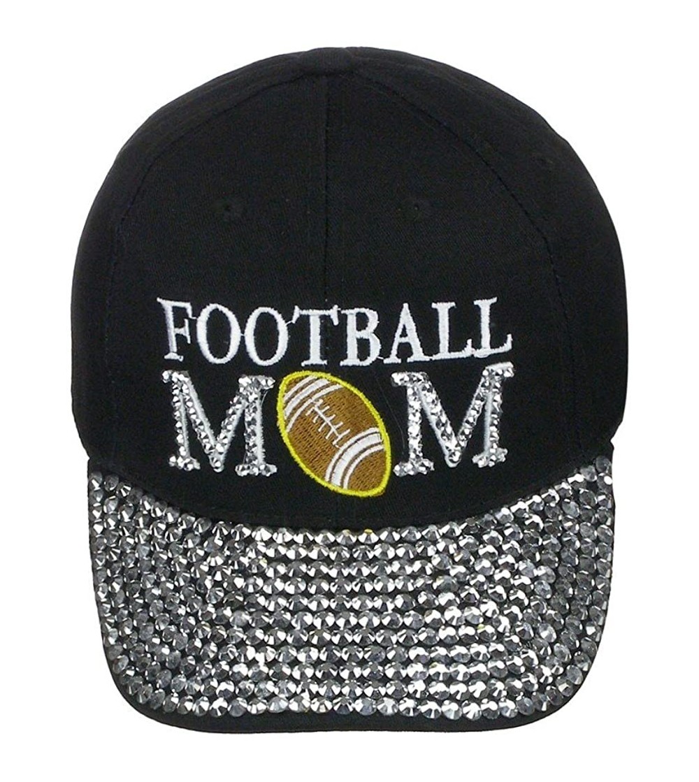 Baseball Caps Women's 100% Cotton Sports Mom Bling Baseball Cap with Crystal Brim - Football Mom - CI1860426SR