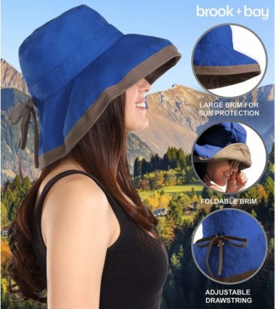 Sun Hats Outdoor Womens Sun Hat Protection - Navy Blue - Cotton With Drawstring - CV18E7TRSC9