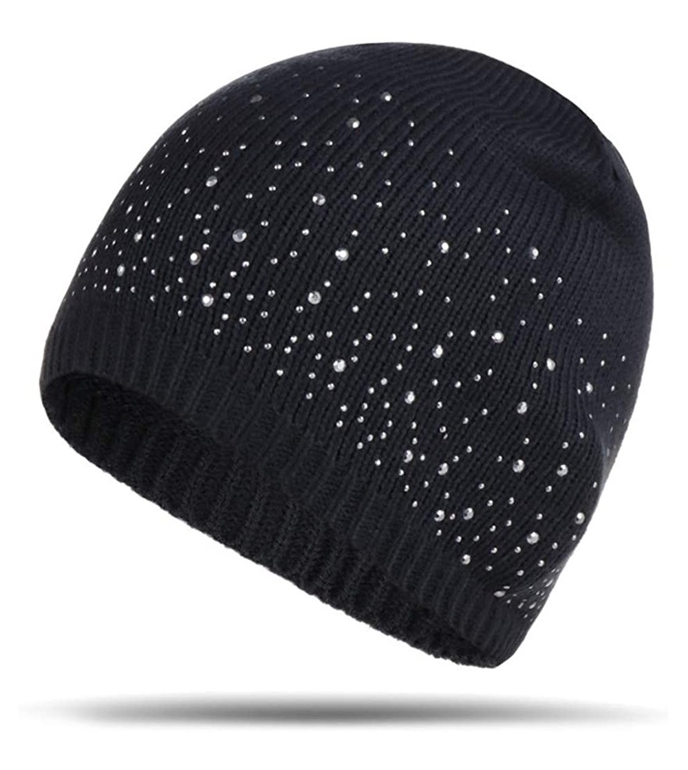 Skullies & Beanies Sparkle Cable Knit Hat Pom Pom Beanie Skull Stocking Hat Cuff Beanie Cap for Ladies - Style1-3 - CY18YYXKNXH