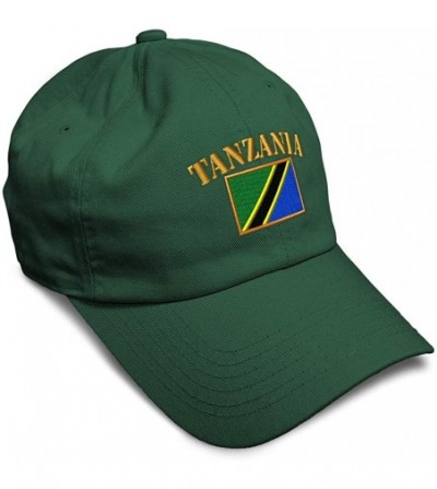 Baseball Caps Soft Baseball Cap Tanzania Flag Embroidery Twill Cotton Dad Hats for Men & Women - Forest Green - CY18YSYRL2T
