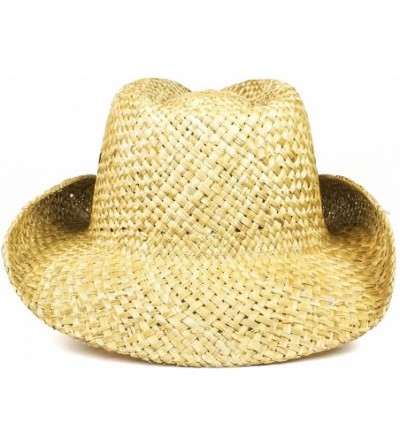 Cowboy Hats USA Western Straw Cowboy Hat - Lightweight Outdoor Wide Brim Sun Hat - Natural W/Usa Olympic Flag - C918ELUUS77