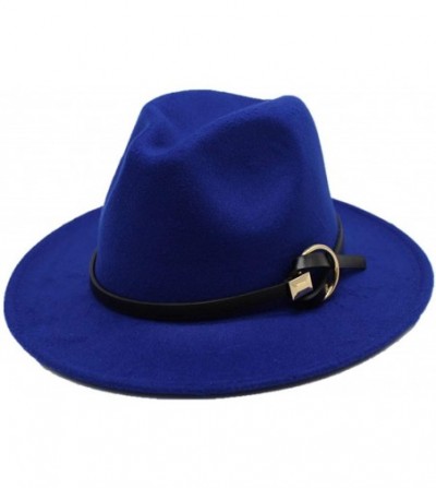 Fedoras Fedoras Hats for Women Men Felt Metal Belt Trilby Hats Wide Brim Adjustable Fedora Jazz Hat Caps - Light Coffee - CL1...