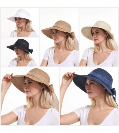 Sun Hats Elegant Wide Brim Floppy Sun Hat- Beach Hat for Women- Navy- One Size - CK194OUHT4I