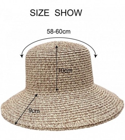 Sun Hats Women Straw Sun Hats Summer Beach Cap Foldable Floppy Packable Wide Brim Hat - 015 Khaki With Bowknot - CG193WSO2KK