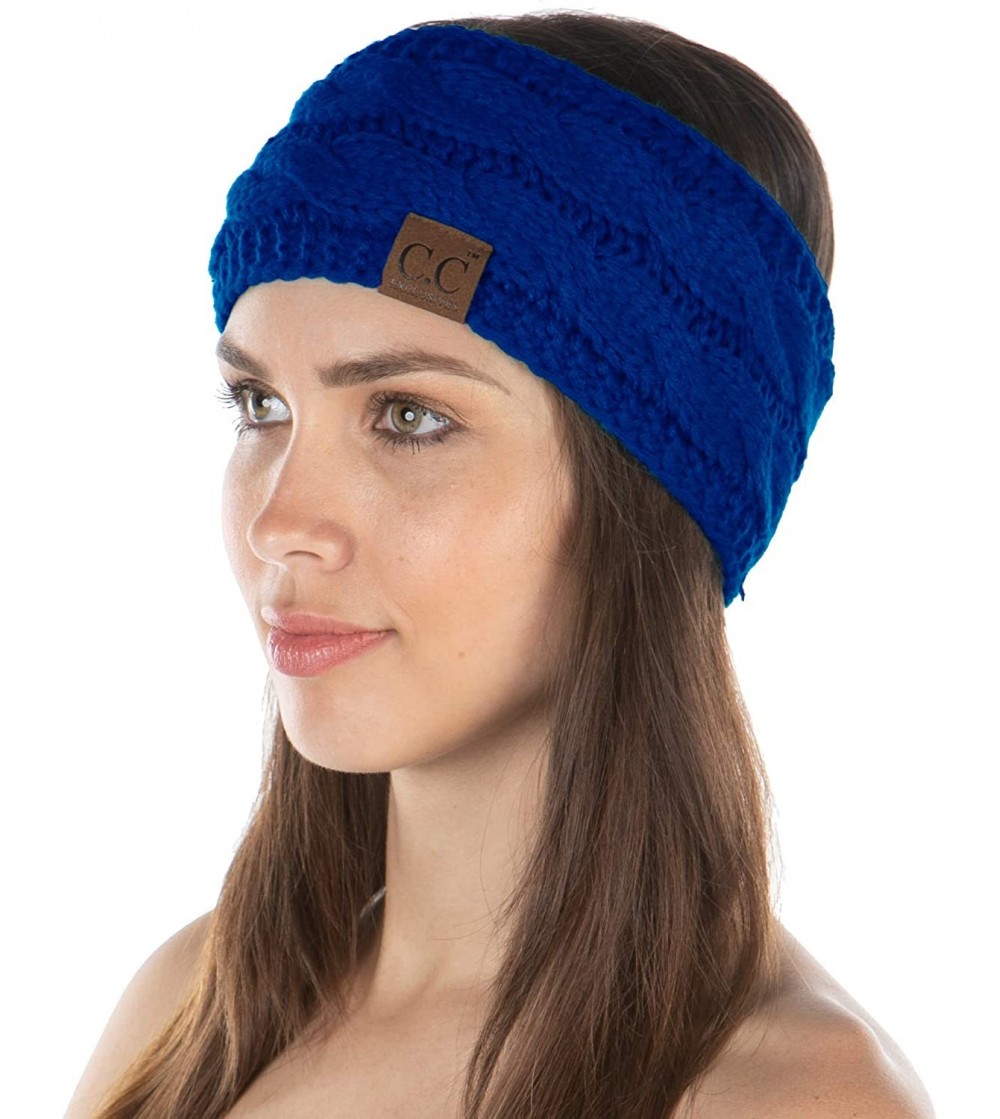 Cold Weather Headbands E5-57 Women's Headwrap Warm Knit Winter Ear Warmer Headband- Royal Blue - CG18Y8I8QCT