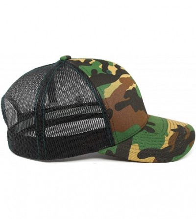 Baseball Caps Cam Hanes Keep Hammering Leather Patch Hat Curved Trucker - Camo - C418IGNYCGH