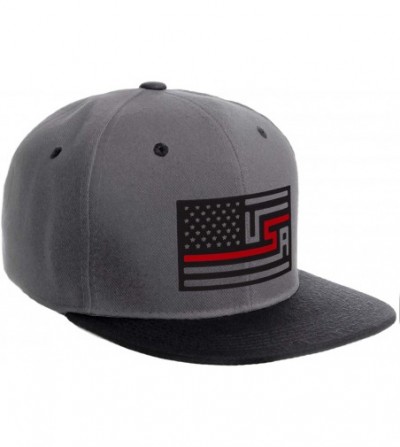 Baseball Caps USA Redesign Flag Thin Blue Red Line Support American Servicemen Snapback Hat - Thin Red Line - Chacoal Black C...