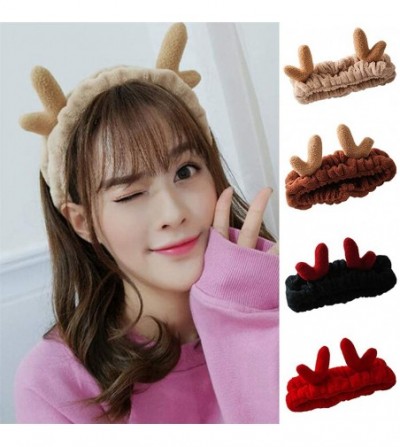 Headbands Christmas Deer Horns Shape Headband Women Makeup Shower Face Washing Elastic Hairband - CH18HY0YD4I