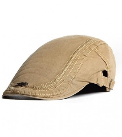 Newsboy Caps Mens Cotton Embroidery Painter Berets Caps Casual Outdoor Visor Forward Hat - Khaki - C0186TTTDS9