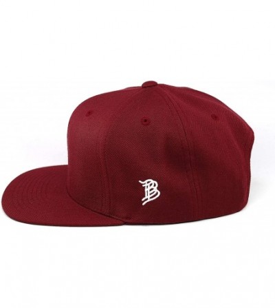 Baseball Caps 'Midnight Salute' Black Leather Patch Classic Snapback Hat - One Size Fits All - Maroon - C9194X28UKX